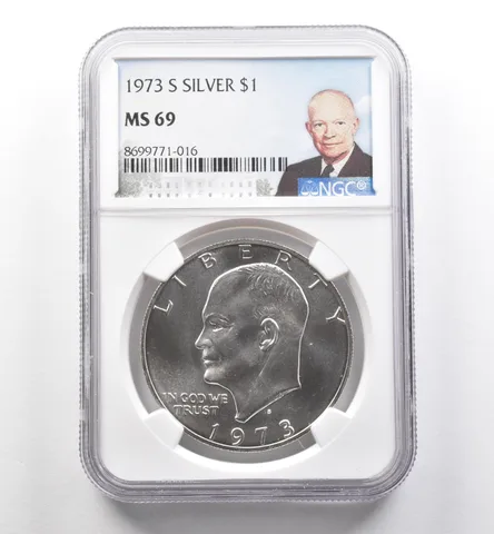 1973-S Eisenhower $1 Silver MS69 NGC *7530