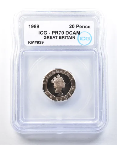 1989 Great Britain 20 Pence KM#939 PR70 DCAM ICG *9006