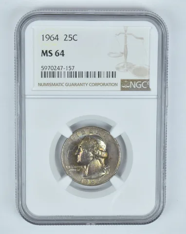 MS64 1964 Washington Quarter - Graded NGC Toned! a8814