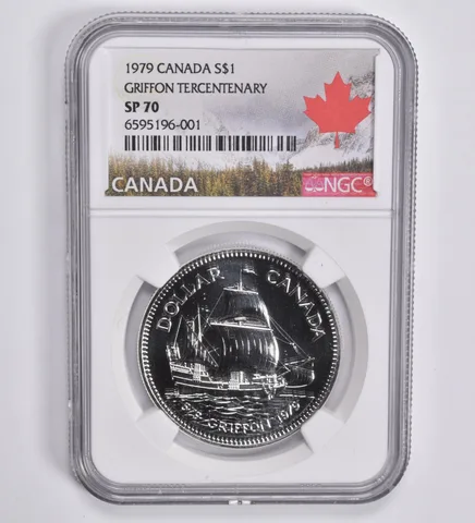 1979 Canadian $1 Silver Dollar Griffon Tercentenary SP70 NGC Canada