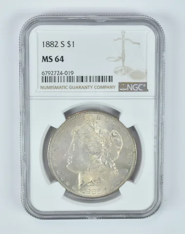 MS64 1882-S Morgan Silver Dollar NGC Beautifully Toned a6748