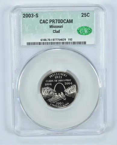 2003-S Washington State Quarter Missouri CLAD PR70 DCAM CAC CACg