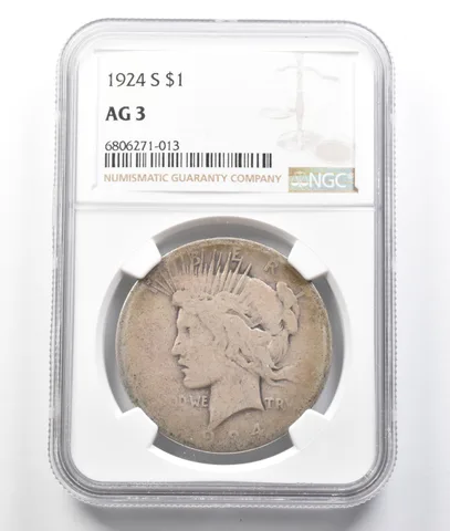 1924-S Peace Silver Dollar AG3 NGC Lowball *7912