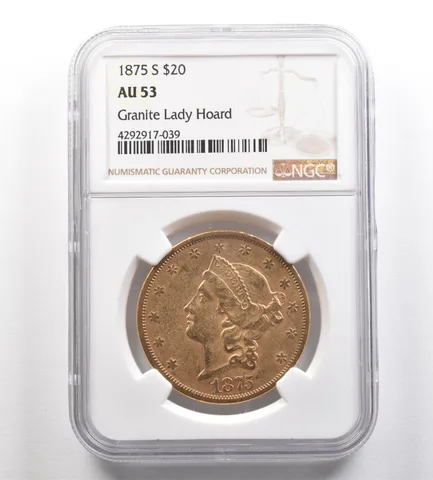1875-S $20 Liberty Head Gold Double Eagle Granite Lady Hoard AU53 NGC *4286