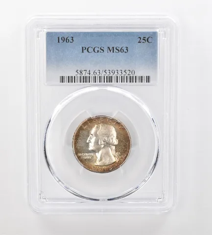 1963 Washington Quarter MS63 PCGS Beautiful Tone *0938