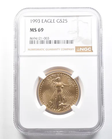 1993 $25 American Gold Eagle 1/2 Oz Gold MS69 NGC