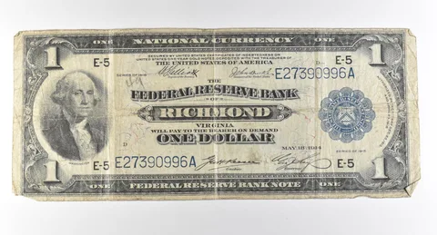 1918 $1 Richmond VA National Currency Large Note Blue Seal *3046