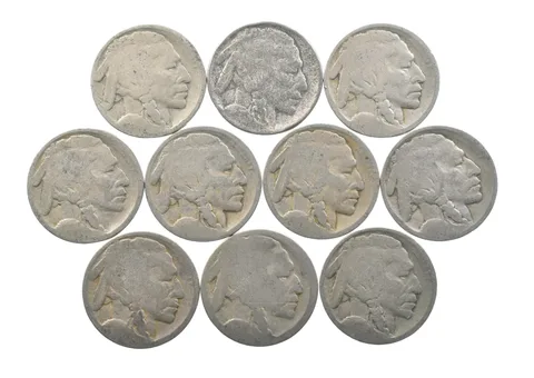 Lot 10 5c RAISED GROUND 1913 Buffalo Nickels First Year Issue! May be P/D/S *644