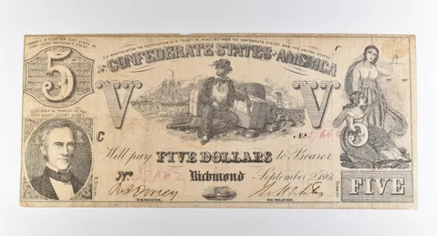 1861 $5 Richmond VA Confederate States Of America Obsolete Note *3873