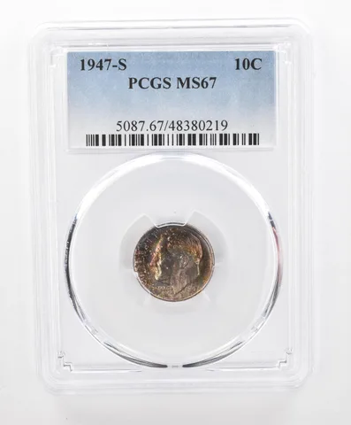 1947-S Roosevelt Dime MS67 PCGS Beautiful Tone *2770