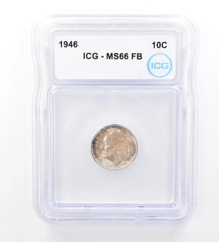 1946 Roosevelt Dime MS66 FB ICG Beautiful Tone *1706