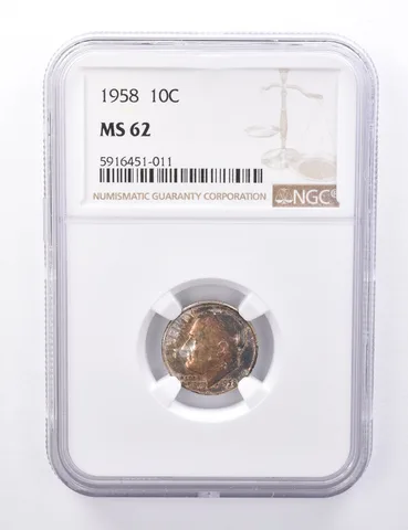 MS62 1958 Roosevelt Dime - Graded NGC Toned *4414