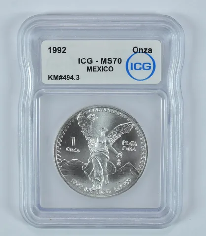 1992 Mexico 1 Onza Silver Libertad MS70 ICG