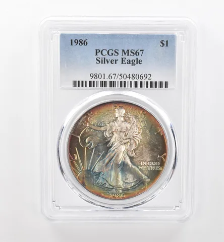 1986 American Silver Eagle MS67 PCGS Beautiful Tone *1748