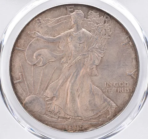 1996 American Silver Eagle AU55 PCGS Beautiful Tone *1531
