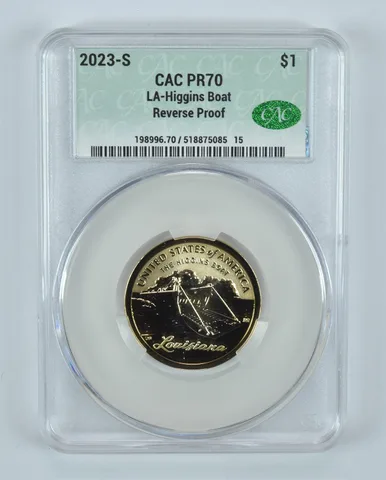 2023-S Innovation $1 LA Higgins Boat Reverse PR70 CAC CACg