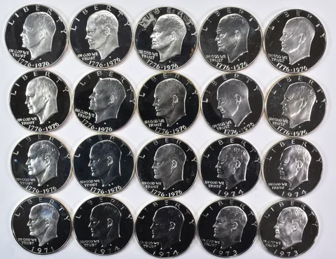 (20) Mixed Date Eisenhower $1 40% Silver Proof Roll Lot