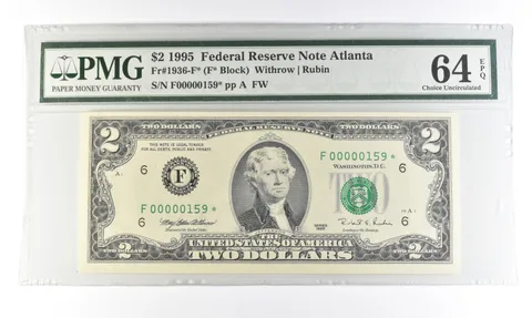 1995 $2 Atlanta GA FRN Fr#1936-F* Star Error Gem Unc 64 EPQ PMG Low Serial *5456