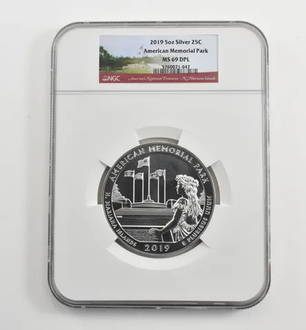 2019 5 Oz Silver Quarter ATB American Memorial Park MS69 DPL NGC *1666