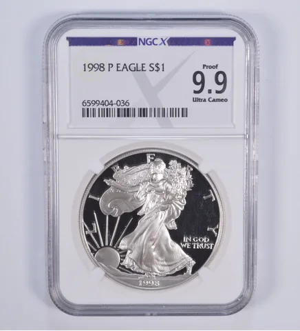 1998-P American Silver Eagle Proof 9.9 NGC X NGCX - Almost PERFECT