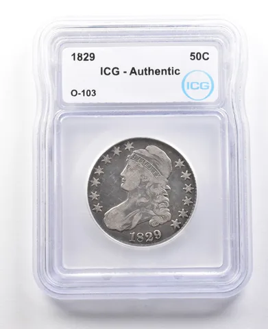 1829 Capped Bust Half Dollar O-103 Authentic ICG a2959