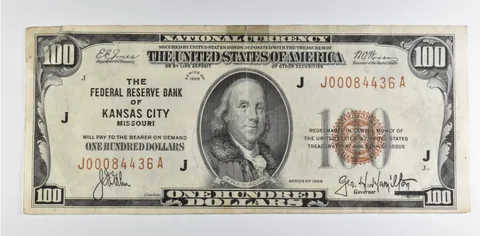 1929 $100 Kansas City, MO US National Currency Note Brown Seal a8129