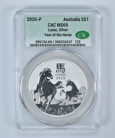 2026 Australia 1 Dollar Silver Year Of The Horse 1 Oz Silver MS69 CAC CACg