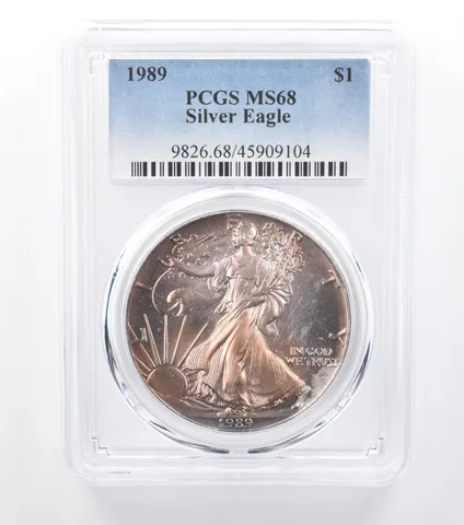 1989 American Silver Eagle MS68 PCGS Rosy Tone a7730