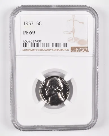 1953 Jefferson Nickel PF69 NGC PR Proof Brown Lbl