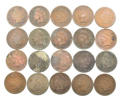 Lot 20 1800's 1890-1899 Indian Head Penny Cents US Coin Collection 2/5 Roll *485