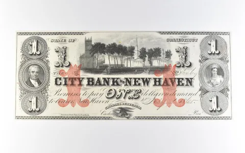 1865 $1 New Haven CT City Bank Obsolete Currency *9813
