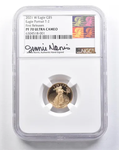 2021-W $5 American Gold Eagle Type 2 Norris FR 1/10 Oz PF70 UCAM NGC *2116