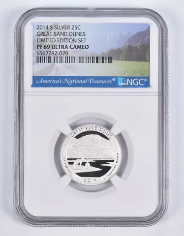 2014-S Silver PF69 ANT Great Sand Dunes Quarter Limited Edition NGC