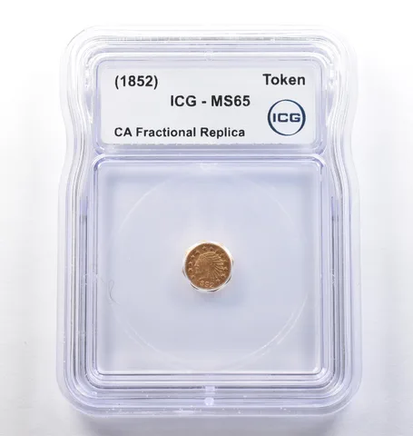 (1852) CA Fractional Gold Style Token Indian Head Token MS65 ICG *3825