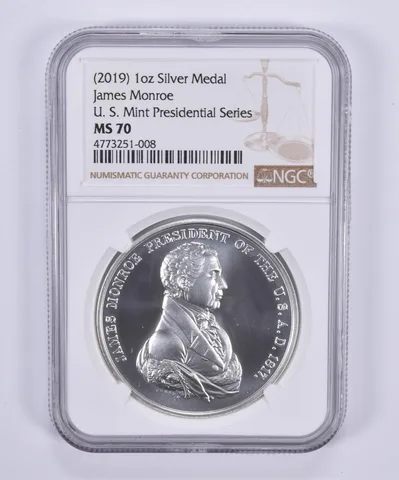 (2019) Silver Medal James Monroe US Mint Presidential Series MS70 NGC