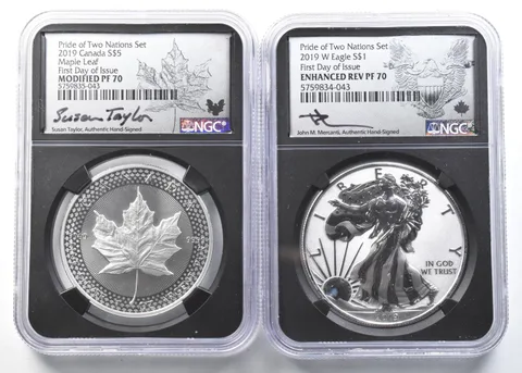 2019 Silver Eagle Canada Maple Leaf Pride 2 Nations FDOI Mercanti PF70 NGC *9038