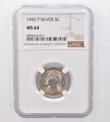 1942-P Jefferson Nickel Silver MS64 NGC Beautiful Tone *9910
