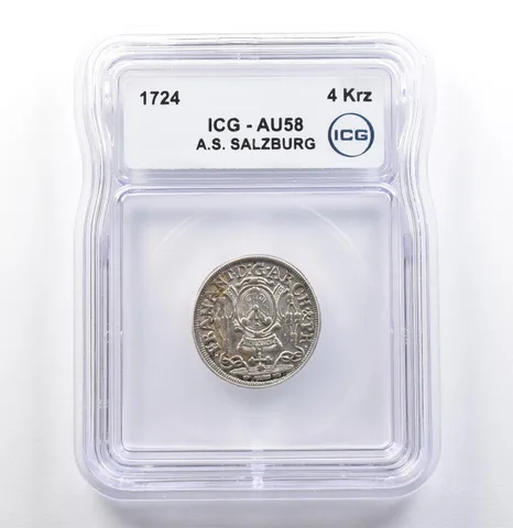 1724 Austrian States Salzburg 4 Kreuzer AU58 ICG *9835