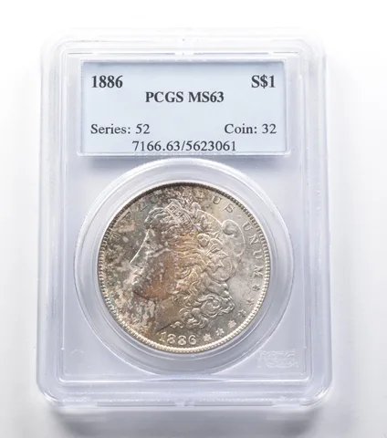 MS63 1886 Morgan Silver Dollar PCGS Great Color a2478