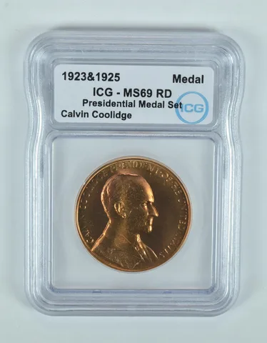 (1923 & 1925) Presidential Medal Set Calvin Coolidge MS69 RD ICG