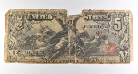 1896 $5 Silver Certificate Large Note Red Seal *3748