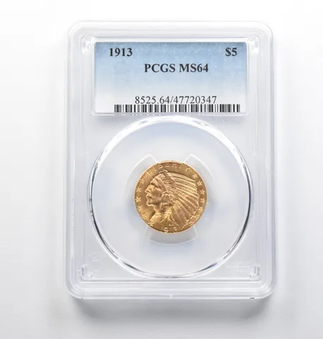 MS64 1913 $5 Indian Head Gold Half Eagle PCGS PPQ a0819