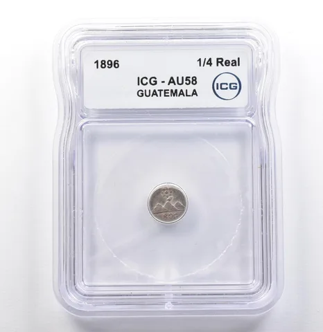 1896 Guatemala 1/4 Real AU58 ICG *9954