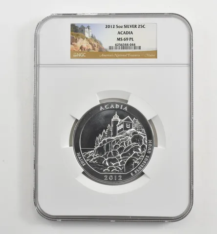 2012 5 Oz Silver Quarter America The Beautiful Acadia MS69 PL NGC *1624