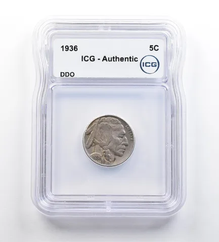 1936 Indian Head Buffalo Nickel DDO Authentic ICG *9195
