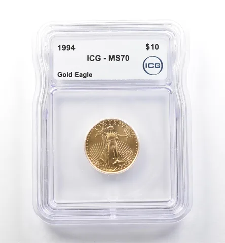 1994 $10 American Gold Eagle 1/4 Oz Gold MS70 ICG
