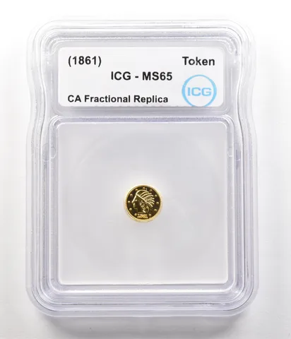 (1861) California Fractional Gold Token Indian Head 1/4 Dollar MS65 ICG *4937