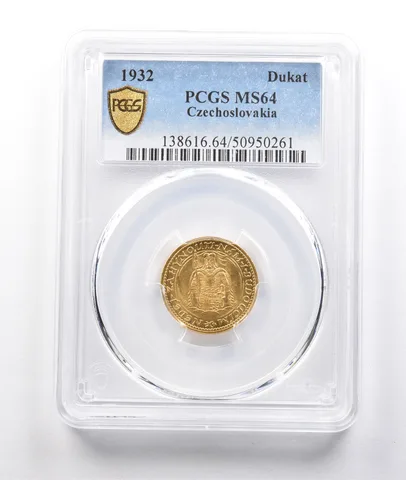 1932 Czechoslovakia Dukat Gold MS64 PCGS a3845