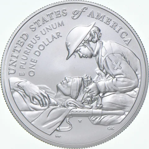 2022-W Unc Purple Heart Hall of Honor Commemorative Silver Dollar $1