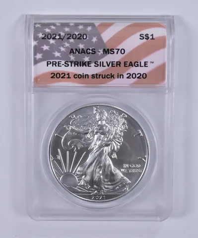 2021/2020 American Silver Eagle Pre-Strike MS70 ANACS